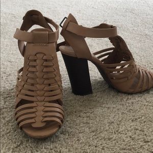Tan wedge heels